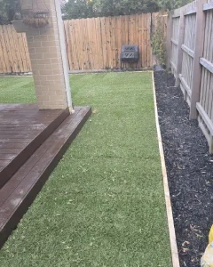 Natural turf and artificial turf options compared for a residential lawn area